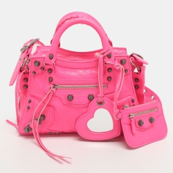 مملوكة مسبقًا Balenciaga Neo Cagole Small Neon Pink Leather Tote