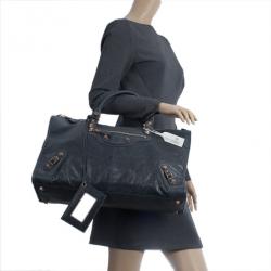 Pre Owned Balenciaga Charcoal Leather Work Tote