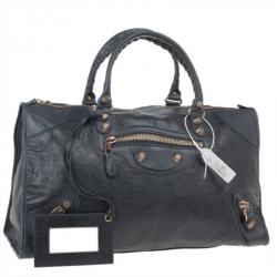 Pre Owned Balenciaga Charcoal Leather Work Tote
