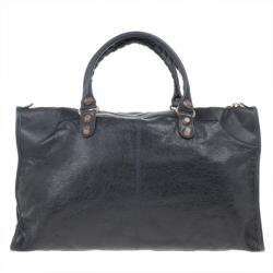 Pre Owned Balenciaga Charcoal Leather Work Tote