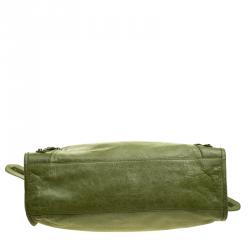 Pre Owned Balenciaga Light Olive Leather Classic City RH Tote
