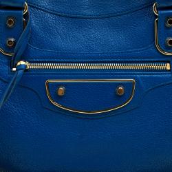 Pre Owned Balenciaga Dark Turquoise Leather Classic Metallic Edge City Bag