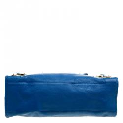 Pre Owned Balenciaga Dark Turquoise Leather Classic Metallic Edge City Bag