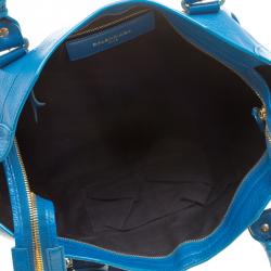 Pre Owned Balenciaga Dark Turquoise Leather Classic Metallic Edge City Bag