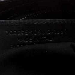 Pre Owned Balenciaga Black and White Cotton Toile and Leather Classic Mini City Silver Hardware Bag