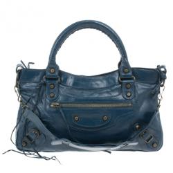 Pre Owned Balenciaga Blue Leather First Tote
