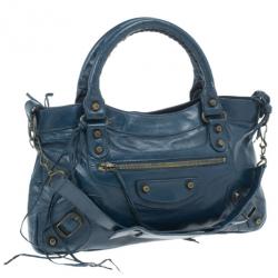 Pre Owned Balenciaga Blue Leather First Tote