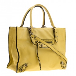 مملوكة مسبقًا Balenciaga Curry Leather Mini Papier A4 Magnet Tote