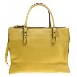 مملوكة مسبقًا Balenciaga Curry Leather Mini Papier A4 Magnet Tote