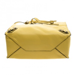 مملوكة مسبقًا Balenciaga Curry Leather Mini Papier A4 Magnet Tote