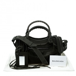 Pre Owned Balenciaga Khaki Nylon and Leather Mini Covered Hardware City Bag