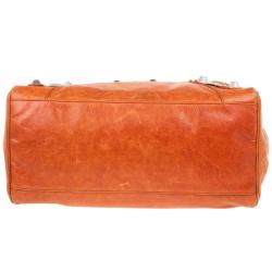 مملوكة مسبقًا Balenciaga Orange Lambskin Giant Mid Day Satchel