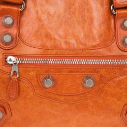 مملوكة مسبقًا Balenciaga Orange Lambskin Giant Mid Day Satchel
