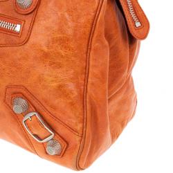 مملوكة مسبقًا Balenciaga Orange Lambskin Giant Mid Day Satchel