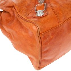 مملوكة مسبقًا Balenciaga Orange Lambskin Giant Mid Day Satchel