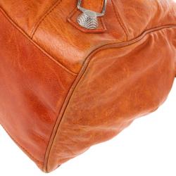 مملوكة مسبقًا Balenciaga Orange Lambskin Giant Mid Day Satchel