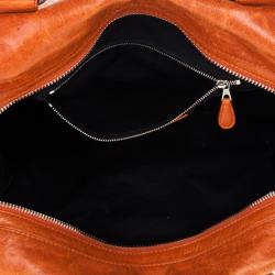 مملوكة مسبقًا Balenciaga Orange Lambskin Giant Mid Day Satchel