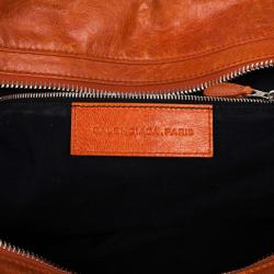 مملوكة مسبقًا Balenciaga Orange Lambskin Giant Mid Day Satchel
