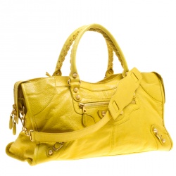 Pre Owned Balenciaga Curry Leather Giant 12 Gold Hardware Part Time Tote