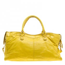 Pre Owned Balenciaga Curry Leather Giant 12 Gold Hardware Part Time Tote