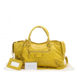 Pre Owned Balenciaga Curry Leather Giant 12 Gold Hardware Part Time Tote