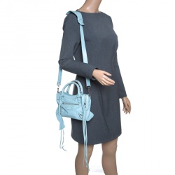 Pre Owned Balenciaga Vert Jade Leather Mini Covered Hardware City Bag