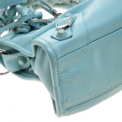 Pre Owned Balenciaga Vert Jade Leather Mini Covered Hardware City Bag
