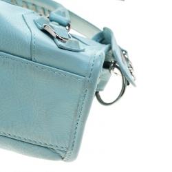 Pre Owned Balenciaga Vert Jade Leather Mini Covered Hardware City Bag