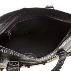 Pre Owned Balenciaga Black Graffiti Leather Small RH City Tote 