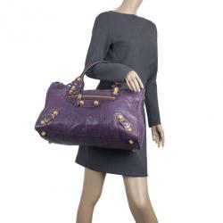 مملوكة مسبقًا Balenciaga Purple Lambskin Giant Work