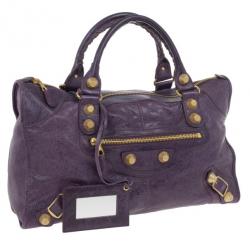 مملوكة مسبقًا Balenciaga Purple Lambskin Giant Work