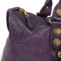 مملوكة مسبقًا Balenciaga Purple Lambskin Giant Work