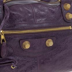 مملوكة مسبقًا Balenciaga Purple Lambskin Giant Work