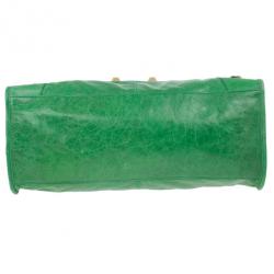 Pre Owned Balenciaga Green Lambskin Giant Part Time Tote