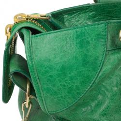 Pre Owned Balenciaga Green Lambskin Giant Part Time Tote