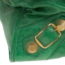 Pre Owned Balenciaga Green Lambskin Giant Part Time Tote