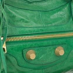 Pre Owned Balenciaga Green Lambskin Giant Part Time Tote