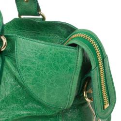 Pre Owned Balenciaga Green Lambskin Giant Part Time Tote