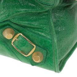 Pre Owned Balenciaga Green Lambskin Giant Part Time Tote