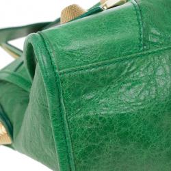 Pre Owned Balenciaga Green Lambskin Giant Part Time Tote