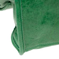 Pre Owned Balenciaga Green Lambskin Giant Part Time Tote