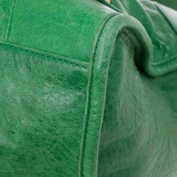 Pre Owned Balenciaga Green Lambskin Giant Part Time Tote