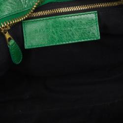 Pre Owned Balenciaga Green Lambskin Giant Part Time Tote