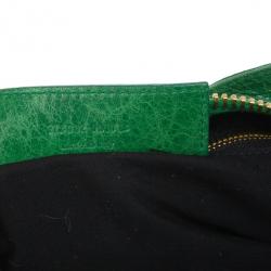 Pre Owned Balenciaga Green Lambskin Giant Part Time Tote