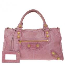 Pre Owned Balenciaga Pink Lambskin Giant Work