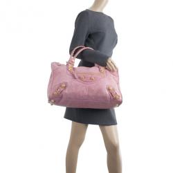 Pre Owned Balenciaga Pink Lambskin Giant Work