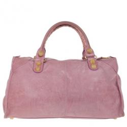 Pre Owned Balenciaga Pink Lambskin Giant Work