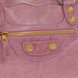 Pre Owned Balenciaga Pink Lambskin Giant Work