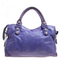 Pre Owned Balenciaga Lavander Leather Classic City Top Handle Bag