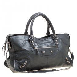Pre Owned Balenciaga Anthracite Leather RH Part Time Top Handle Bag